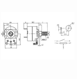 WH138-1 B50K Rotary Potentiometer met Schakelaar – B50K – 6mm As — thumbnail 4