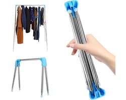 longziming Opvouwbaar Kledingrek - Draagbaar & Uitschuifbaar - Inklapbaar Wasrek - Lichtgewicht - Voor Reizen, Camping & Wasruimte - Droogtoren - Blauw — afbeelding 1