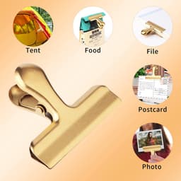 5-stuks Gouden metalen clip - Stevige clip voor voedselzakken - Sluitclip - Metalen scharnierclip - Map - Gouden clip voor aardappelchips - Geschikt voor het sluiten van voedselzakken in de keuken en het opbergen van documenten op kantoor - Goud — thumbnail 4