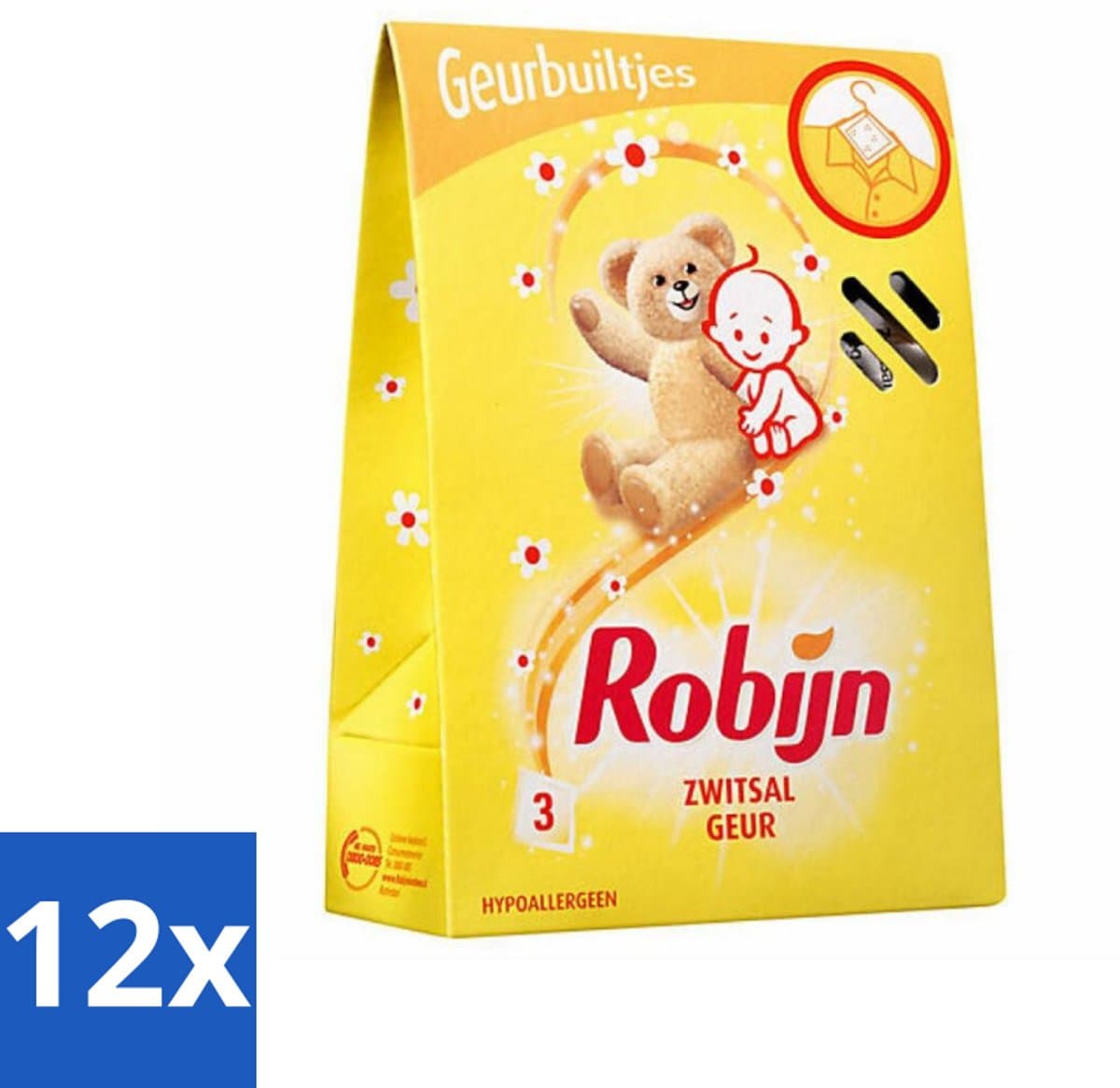 12 x Robijn Geurbuiltjes Zwitsal 3 stuks per verpakking - Zwitsal Geur - Babygeur - Geurbuiltjes - Kastgeur - Ladegeur — afbeelding 1