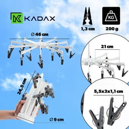 KADAX Sockentdroger, draaibaar wasrek, droogmolen van kunststof, minitdroger met draaibaar 360°-mechanisme, droger voor ondergoed, sokken (wit/16 klemmen) — thumbnail 2