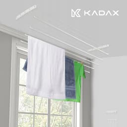 KADAX Plafondwasdroger, wasdroger voor het plafond met 5 stangen, wanddroger met stalen spijlen, plafonddroger, draagvermogen tot 10 kg (wit/180 cm) — thumbnail 5