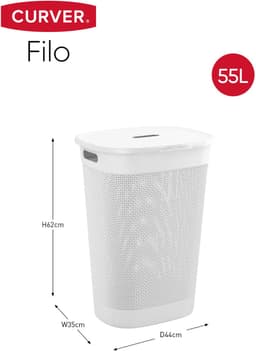 Curver Filo Wasmand met deksel 55L - 2 stuks - Wit — thumbnail 2