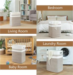 Wasmand - wasmand, hoge katoenen opbergmand met handgrepen, decoratieve dekenmand voor woonkamer, opvouwbare grote mand voor speelgoed, kussens, kleding-16x13x22inch-geel bont — thumbnail 5