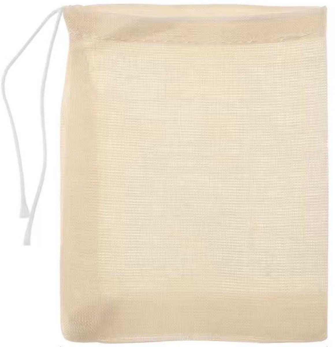 Katoenen vruchtenzakje met rijgkoord 10x15cm voor waterkefir maken, kombucha maken, jun en 2e fermentatie — afbeelding 1