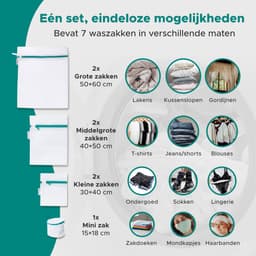 Living Direct Waszak set 7 stuks Waszakjes met Rits - Waszakken voor Wasgoed met Waszak Groot en Waszakjes - Wasnetjes met Rits, geschikt voor Lingerie en BH - Laundry Bag - Wasnetten — thumbnail 5