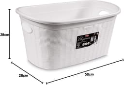 Stefanplast Elegance Wasmand - Wit - Kunststof - 38x58x28cm — thumbnail 2
