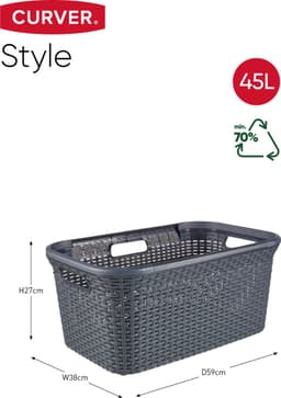 Curver Style Wasmand - 45L - 2 stuks - Antraciet — thumbnail 2