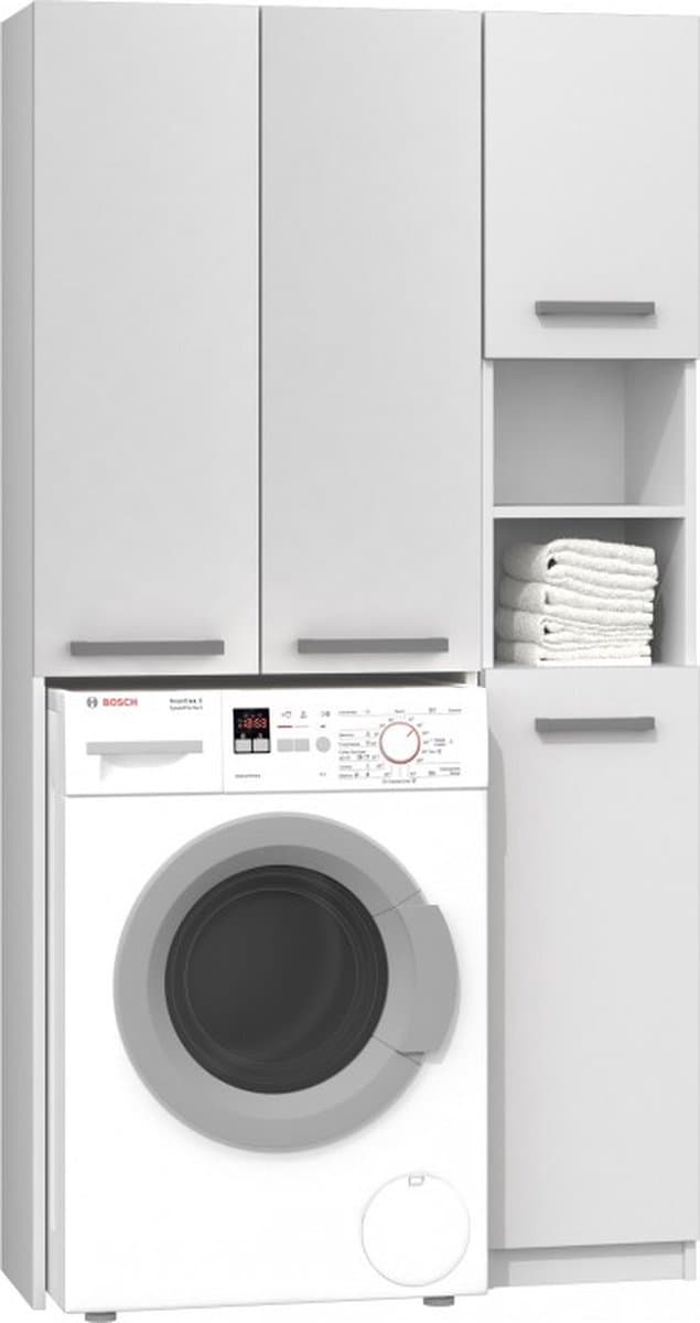 Wasmachine Opbouwmeubel Wit Met Extra Kast — afbeelding 1