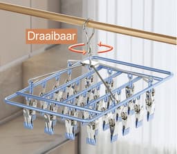 Sokkendroger - Wasknijpers - 18 knijpers - Rechthoek - Sokkenhanger - Sokken droogrek - Droogrek - Wasrek - Droogcarrousel - Droogcarrousel met knijpers - Sokken - Ondergoed - Bh’s — thumbnail 3