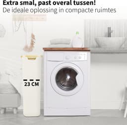 Smalle Wasmand - 60L - 2 Stuks - Wasmanden met Deksel en Waszak - Mand Vuile Was - Opbergmand - Mand - Beige — thumbnail 4