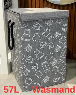 Lexorion Opbergmand - Opbergmand - Speelgoedmand Kinderen - Opbergmand met deksel - Opbergmanden - Opbergmand kinderkamer - Opbergmand speelgoed - Wasmand Opvouwbaar - Stijlvolle Kledingmand - 57L Wasmand - Grijs — thumbnail 2