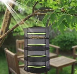 Opvouwbaar Droognet voor Kruiden en Planten - 4-laags, Hangend Droogrek met Ritssluiting, Grote Capaciteit (60 cm Diameter, 90 cm Hoogte) voor Binnen en Buiten, Multifuntioneel Gebruik — thumbnail 2