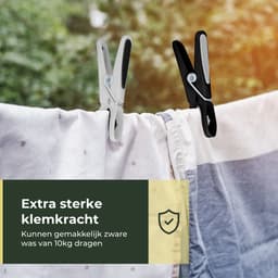 Gandria Wasknijpers 48 Stuks - Kunststof Wasknijpers - Set van 48 Plastic Knijpers - Wasrek Knijpers 10 Kg - Zwart/Wit en Wit/Zwart — thumbnail 4