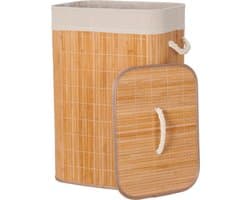 Infinity Goods Bamboe Wasmand met Deksel - Wassorteerder - Wasbare katoenen waszak - Handvatten - 72 Liter - Natuurlijk Bruin