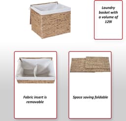 Wasmand MCW-C27, wasverzamelaar wassorteerkist, 2 vakken waterhyacint 50x60x43cm 129l — thumbnail 4