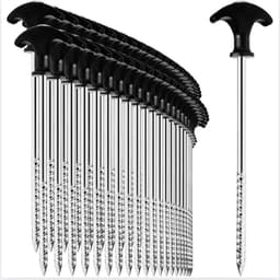 48x steel tent pegs - robust ground pegs with thread for camping and outdoor use - ideal for normal and hard ground with T-handle, approx. 21cm long — thumbnail 1
