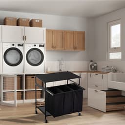 ApexArte® Wasmand 3 Vakken - Wassorteerder - 120L - Zwart — thumbnail 4