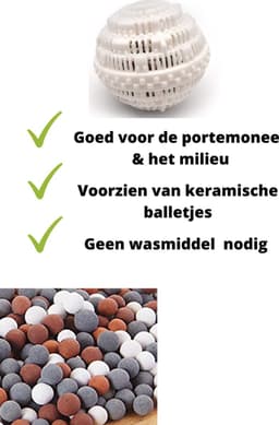 Wasbol set van 2 - witte wasballen - keramische balletjes - wit - wasmachine reiniger - wasmachine - zonder gebruik van wasmiddel — thumbnail 3