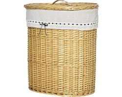 HOMCOM - Rieten Wasmand - met Deksel - Afneembare Waszak — afbeelding 1