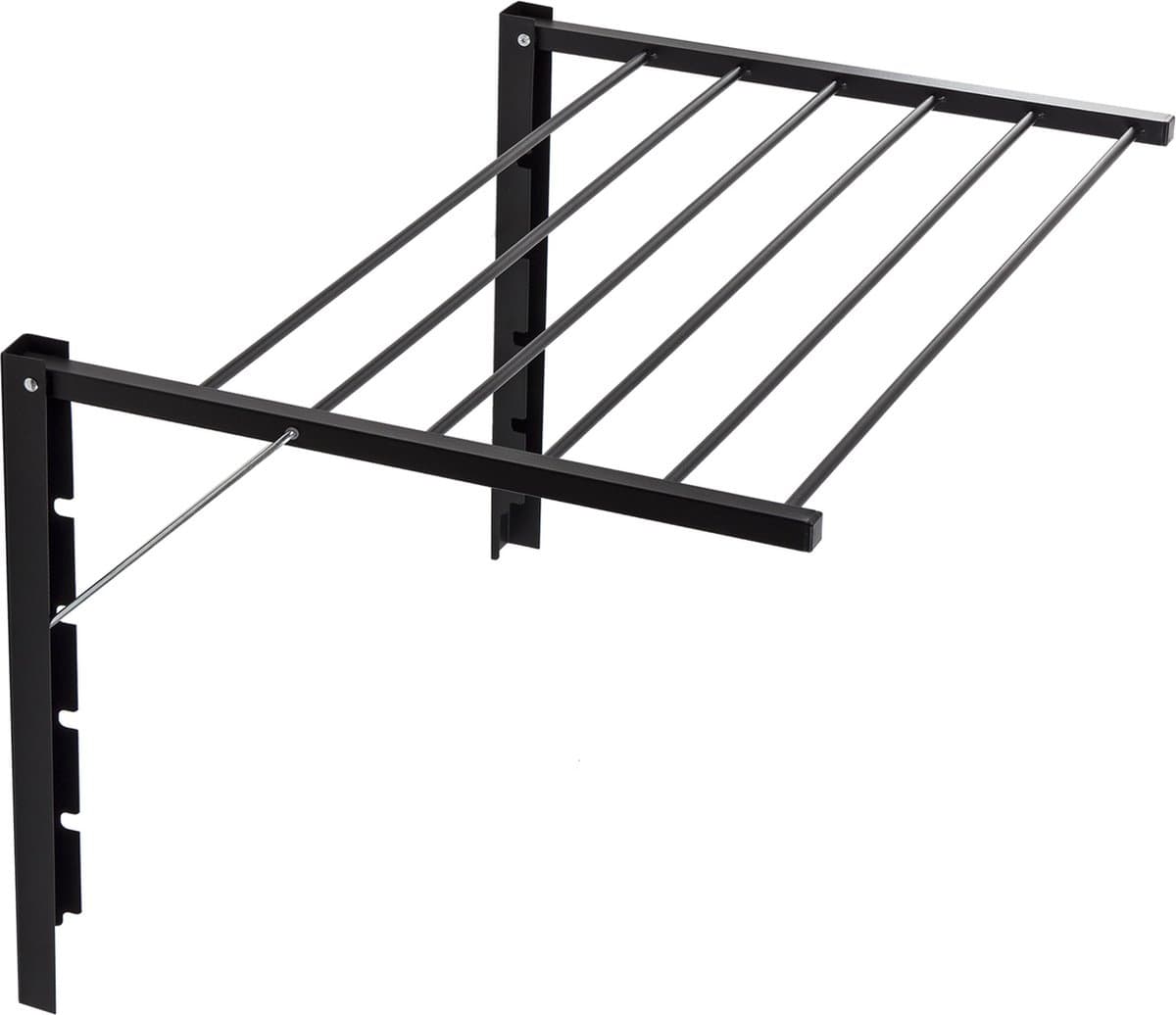 Droogrek - Opklapbare badkamerdroger aan de muur gemonteerd - 70 cm Zwart — afbeelding 1