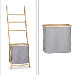 handdoekhouder bamboe - 3 stangen - met wasmand - 139 x 43,5 x 33 cm - badkamer — thumbnail 2