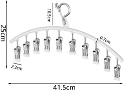 2-stuks Sokken droogrek - Sokken Droger – RVS Sokkenclemmen Rek - Wordt geleverd met 10 klemmen voor het drogen van sokken, ondergoed en kleding - 41.5 × 25 cm - Geschikt voor het ophangen van kleding, opbergen van sokken en panty's - Wit — thumbnail 2