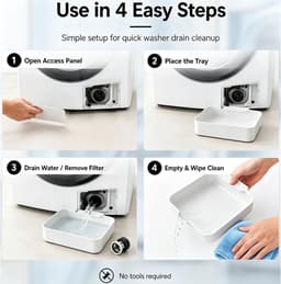 KZQ Afvoerbak voor wasmachine - Afvoerbak voor wasmachine met voorlader - Afvoerbak - Dekselopener - Geleidingslamellen - 17,8 x 17,8 x 5 cm - Geschikt voor kelders, appartementen, stacaravans en garages - 3-delige set — thumbnail 5