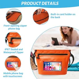 tas voor zwemmen, 6 liter, waterdichte heuptas voor surfen, rivierzoeken, raften, klimmen, wandelen, verkennen (oranje — thumbnail 5