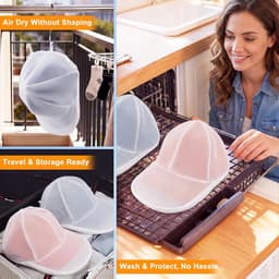 2 stuks - Cap Washer - Pettenwasser - Pet Houder - Pettenwasser voor de wasmachine - Pet Wassen - Waszakken - Waszakje voor Petten - met frame en wasnetje - 35*23*13 cm - wit — thumbnail 2
