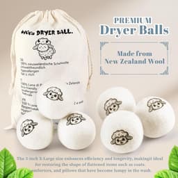 Drogerballen voor wasdroger, 100% hypoallergeen, wasballen voor dons | Set van 6, Nieuw-Zeelandse woldroger, natuurlijke wasverzachter, wasverzachter voor zacht en wollig wassen, met opslag — thumbnail 5