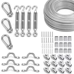 NEWFUN Draadkabel, 5 mm, 60 m, pvc-ommanteld, spandraadset met kabelspanner voor leuningen, klimplanten en waslijn (60 - ShopVlot — thumbnail 1