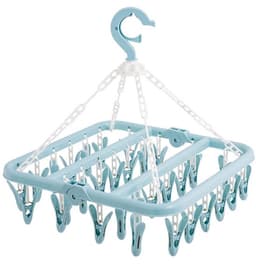Washanger Winddicht - Opvouwbaar Droogrek - 32 Clips met Antisliptanden - Lichtgewicht Hanger - Geschikt voor Camping - Ruimtebesparend Ontwerp - Waslijn — thumbnail 1