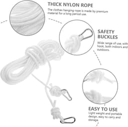 Touw Waslijn - Drooglijn Buiten - Kleding Drogen - Slijtvast Nylon - 10 Meter - Wit — thumbnail 4