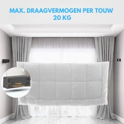 Livista Uittrekbare Waslijn – 10,4M Totale Lengte（2 x 5,2M） – Tot 20 kg – Sterke Stalen Kern – Drooglijn – Zonder Boren – Gelijkmatig Oprolbaar – Binnen & Buiten — thumbnail 3