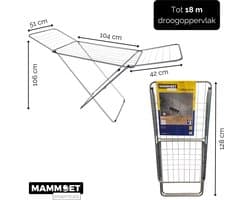 Mammoet Droogrek Flint met Vleugels - 18 m drooglengte - Inklapbaar - Zwart