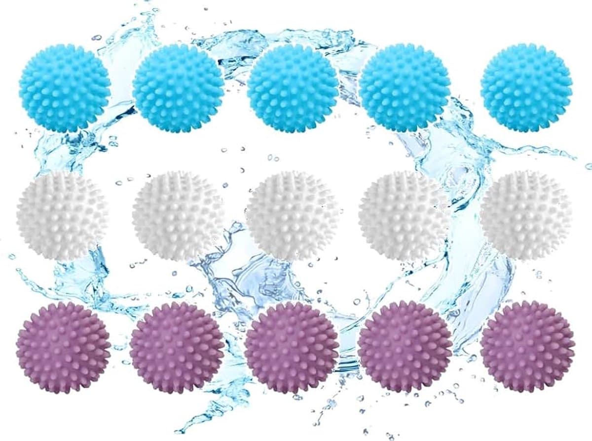 Drogerballen voor wasdroger, 15 stuks wasballen voor wasmachine, ballen voor pluizige was, wasballen voor wasmachine, drogerballen, voor droger, wasmachine (3 kleuren) — afbeelding 1