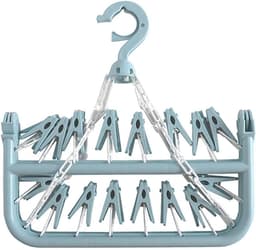 Sokkendroger - 32 Knijpers - Opvouwbaar - Sokken Hanger - Sokken Droger - Beha's - bh's - Ondergoed - Wasrek Sokken - Wasrek - Droogrek - Klein Wasrekje - Washanger - Sokkendroogrek - Kleerhanger voor Sokken - Windbestendig — thumbnail 2