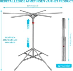 Droogmolen met Voet voor Camping & Thuis - Wasrek Staand - Grijs — thumbnail 1