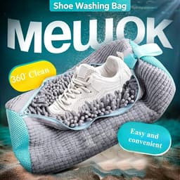 Wasmachine Schoenwaszak 2 Stuks, Microvezel Schoonmaak Zakken voor Sneakers Canvas Schoenen, 360° Reiniging Waszak met Rits, Geschikt voor Alle Soorten Schoenen,Grijs schoenen waszakken — thumbnail 2