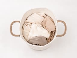 ZoeZo Wasmand 52 Liter - Opbergmand - Speelgoedmand - Opvouwbaar - Katoen met Handvatten - 34 x 45 x 26 - Wit/Bruin — thumbnail 4