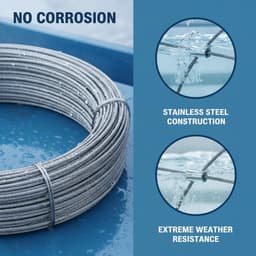 SnelShoppen - 30 m x 1.5 mm Stalen Kabel, Multifunctionele RVS Kabel, Foto Lijndraad met 20 Aluminium Krimpkousen voor Gordijn, Waslijn, Handrail — thumbnail 4