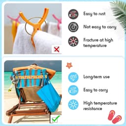 SnelShoppen - Pack van 8 Strandstoel Handdoek Clips - Elastische Handdoekhouders voor Zonnebedden - Winddichte Touwtjes voor Pool, Zomer - Regenboog S — thumbnail 4