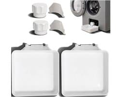 Lekbak wasmachine - set 6 stuks（2Waterbak + 2universele geleideschoep + 2moer）- 17,8 ×17,8 x 5cm - Lekbak voor Wasmachine en Vaatwasser - Vloerbescherming tegen waterschade - universele - wateropvangbak voor kelder, woning, camper - wit