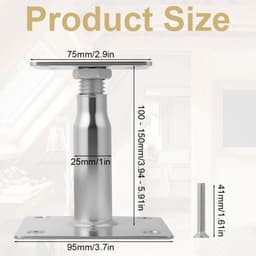 SnelShoppen - Verstelbare Verhoogde Polen Voetsteunen - 4 Stuks Gegalvaniseerde Steunen voor Pergola's, Luifels en Balkons - Hoogte Aanpasbaar 100-150 — thumbnail 4