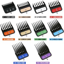 SnelShoppen - Combs Kammenset 10 Stuks - Volledige Grootte Beschermers 1/16 tot 1 Inch - Gekleurde Metalen Clips voor Tondeuses - Grijs — thumbnail 5