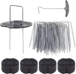 SnelShoppen - 50 Grondankers, Roestvrij Grondankers, Tuin Montageankers, Ongalvaniseerd Staal + 50 Bufferdiscs + 1 RVS Haringtrekker voor Tuin, Kamper — thumbnail 1