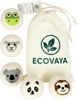 SnelShoppen - Droogballen Set 5-delig, Handvilten Diermotieven, 100% Wol, Herbruikbaar, Vermindert Droogtijd, Vrij van Chemicaliën en Plastic, Zacht v — thumbnail 1