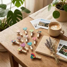 SnelShoppen - Mini-wasknijpers Houten Clips 50 Stuks Kleurrijk Hartvorm Decoratie Handwerk Doe-Het-Zelf Feest Bruiloft Foto's — thumbnail 2