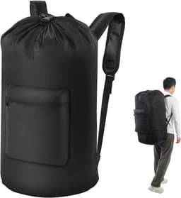 Grote waszak voor camping en reizen, 41 x 81 cm, opvouwbaar, met trekkoord, ideaal voor vuile was en backpacken — thumbnail 1